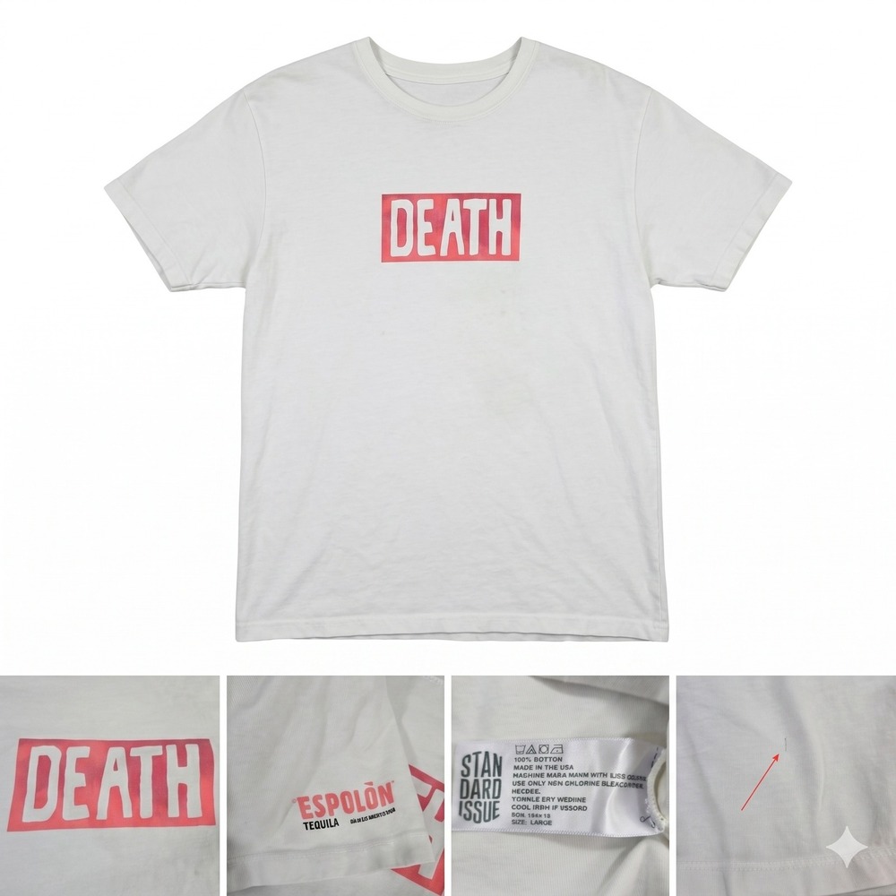 Standard Issue Espolon Tequila‎ Death Shirt Large Made in USA Streetwear White